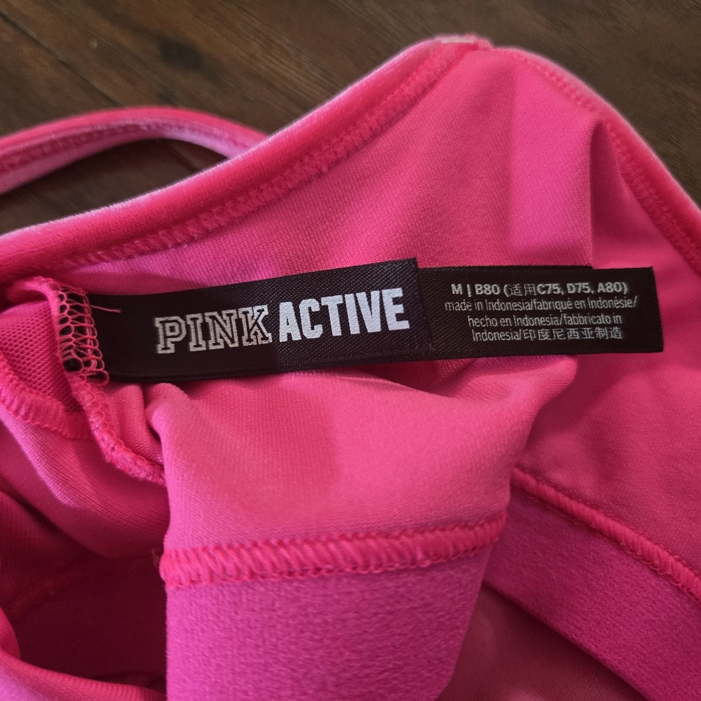 Victoria's Secret PINK Hot Pink Velvet Long Line Bralette Size Medium - Picture 4 of 8